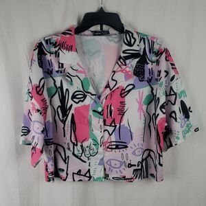 Shein Women's XL Graffiti Print Crop Top